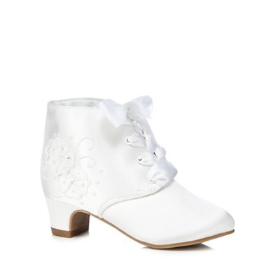 Girls' white embellished boots